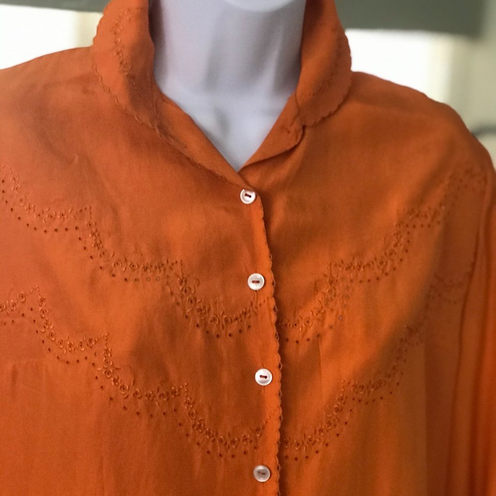 Exquisite,  hand embroided vintage silk blouse from Europe.